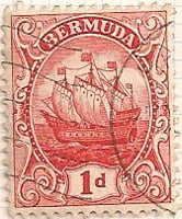 Bermuda 1910 Postage Stamp Badge of the colony Ship 1d red SG # 79