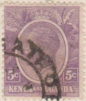 Kenya Uganda Tanganyika 1922 Postage Stamp King George V 5c violet purple SG # 77 crown http://richterstamps.co.za
