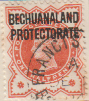 Bechuanaland 1897 Postage Stamp of Great Britain overprinted "BECHUANALAND PROTECTORATE" Queen Victoria One Halfpenny ½d red SG # 59 Revenue