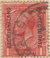 Bechuanaland 1912 Postage Stamp of Great Britain overprinted "BECHUANALAND PROTECTORATE" King George V One penny 1d red SG # 72 Revenue