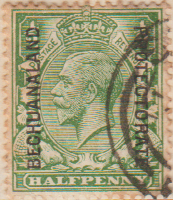 Bechuanaland 1912 Postage Stamp of Great Britain overprinted "BECHUANALAND PROTECTORATE" King George V Halfpenny ½d green SG # 73 Revenue