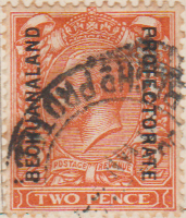 Bechuanaland 1912 Postage Stamp of Great Britain overprinted "BECHUANALAND PROTECTORATE" King George V Two pence 2d orange SG # 93 Revenue