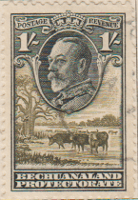 Bechuanaland 1932 Postage Stamp King George V Baobab Tree & Cattle drinking 1s black & olive SG # 105 Revenue PROTECTORATE