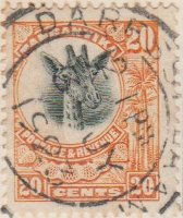 Tanganyika 1922 Postage Stamp 20 cents black orange SG # 77 http://www.richterstamps.co.za Giraffe Revenue