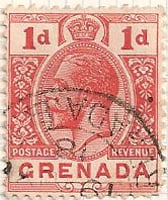 Grenada 1913 Postage Stamp King George V 1d red SG # 113 Revenue Crown http://richterstamps.co.za