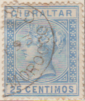 Gibraltar 1889 Postage Stamp 25 centimos Queen Victoria blue SG # 26 http://richterstamps.co.za