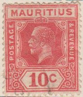 Mauritius 1913 Postage Stamp King George V 10c red SG # 230 http://www.richterstamps.co.za revenue crown