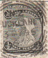 New Zealand 1882 Postage Stamp Queen Victoria ½d half penny black SG # 236 http://www.richterstamps.co.za revenue