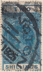 New Zealand 1882 Postage Stamp Queen Victoria 2S two shillings blue SG # f90 http://www.richterstamps.co.za revenue duty