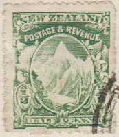 New Zealand 1898 Postage Stamp ½ half penny green SG # 302 http://www.richterstamps.co.za revenue Mount Cook or Aorangi