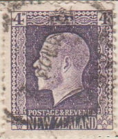 New Zealand 1915 Postage Stamp King George V 4d four penny violet purple SG # 422A http://www.richterstamps.co.za revenue crown
