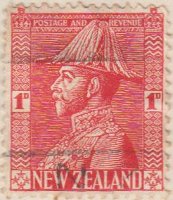 New Zealand 1926 Postage Stamp king George V 1d one penny red SG # 468 http://www.richterstamps.co.za Admiral uniform revenue