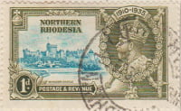 Northern Rhodesia 1935 King George V Postage Stamp 1d olive & blue SG # 18 http://www.richterstamps.co.za Revenue Silver jubilee Windsor Castle 1910