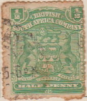 Rhodesia 1898 Postage Stamp ½d half penny SG # 75A http://www.richterstamps.co.za green British South Africa Company Justice Freedom Commerce