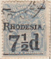 Rhodesia 1909 Postage Stamp 7½d on 2s 6d half a crown grey SG # 116 http://www.richterstamps.co.za British South Africa Company Justice Freedom Commerce Overprinted