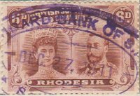 Rhodesia 1910 Postage Stamp 6d purple mauve SG # 145 http://www.richterstamps.co.za British South Africa Company King George V & Queen