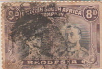 Rhodesia 1910 Postage Stamp 8d purple black SG # 148 http://www.richterstamps.co.za British South Africa Company King George V & Queen