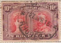 Rhodesia 1910 Postage Stamp 10d purple red SG # 149 http://www.richterstamps.co.za British South Africa Company King George V & Queen