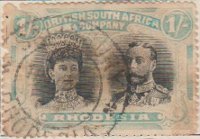 Rhodesia 1910 Postage Stamp 1S black green SG # 152 http://www.richterstamps.co.za British South Africa Company King George V & Queen