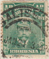 Rhodesia 1913 Postage Stamp ½d green SG # 187 http://www.richterstamps.co.za British South Africa Company King George V wearing naval cap