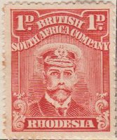 Rhodesia 1913 Postage Stamp 1d red SG # 192 http://www.richterstamps.co.za British South Africa Company King George V wearing naval cap