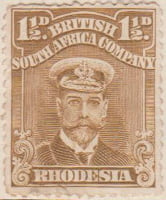 Rhodesia 1913 Postage Stamp 1½d brown SG # 197 http://www.richterstamps.co.za British South Africa Company King George V wearing naval cap