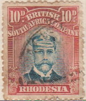 Rhodesia 1913 Postage Stamp 10d blue red SG # 247 http://www.richterstamps.co.za British South Africa Company King George V wearing naval cap