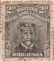 Rhodesia 1913 Postage Stamp 2d black grey SG # 291 http://www.richterstamps.co.za British South Africa Company King George V wearing naval cap