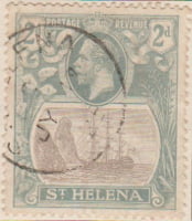 Saint Helena St 1922 Postage Stamp 2d grey brown SG # 100 http://www.richterstamps.co.za King George V revenue Ship crown