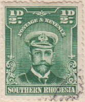Southern Rhodesia 1924 Postage Stamp ½d green SG # 1 http://www.richterstamps.co.za King George V wearing Naval Cap & Revenue