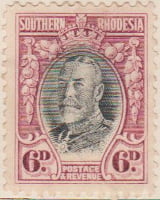 Southern Rhodesia 1931 Postage Stamp 6d black mauve purple SG # 20 http://www.richterstamps.co.za King George V Crown & Revenue