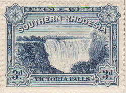 Southern Rhodesia 1932 Postage Stamp 3d blue SG # 30 http://www.richterstamps.co.za Victoria Falls 