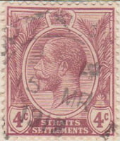 Straits Settlements 1912 Postage Stamp 4c purple SG # 197 http://www.richterstamps.co.za King George V Crown