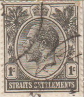 Straits Settlements 1919 Postage Stamp 1c black SG # 218 http://www.richterstamps.co.za King George V Crown