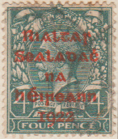 Ireland 1922 Postage Stamp King George V, Overprinted Provisional Government of Gaelic in thin figures 4 four pence green SG # 6 crown http://www.richterstamps.co.za revenue