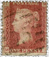Great Britain Penny Red Stamp From Plate 77