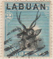 Labuan 1894 Postage Stamp State of North Borneo 2 cents Blue SG # 63 revenue Sambar Stag http://richterstamps.co.za