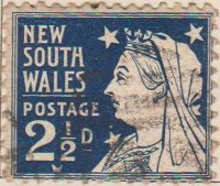 New South Wales 1892 Postage Stamp Queen Victoria 2½d blue SG # 303 http://richterstamps.co.za