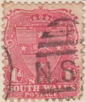 New South Wales 1892 Postage Stamp Shield crown stars lion 1d red SG # 332 http://richterstamps.co.za