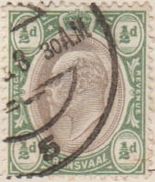 Transvaal 1902 Postage Stamp ½d pence Black & Green SG # 244 http://www.richterstamps.co.za King Edward VII Crown Revenue