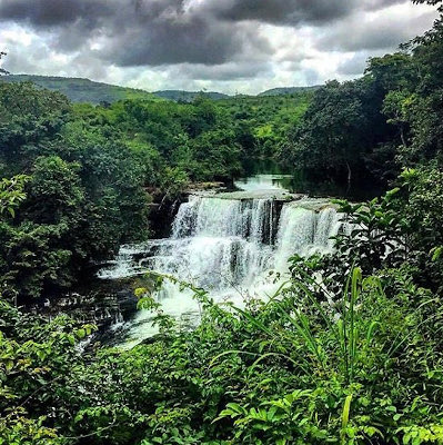 Guinea-Aerial-view-of-Soumba-Waterfalls
