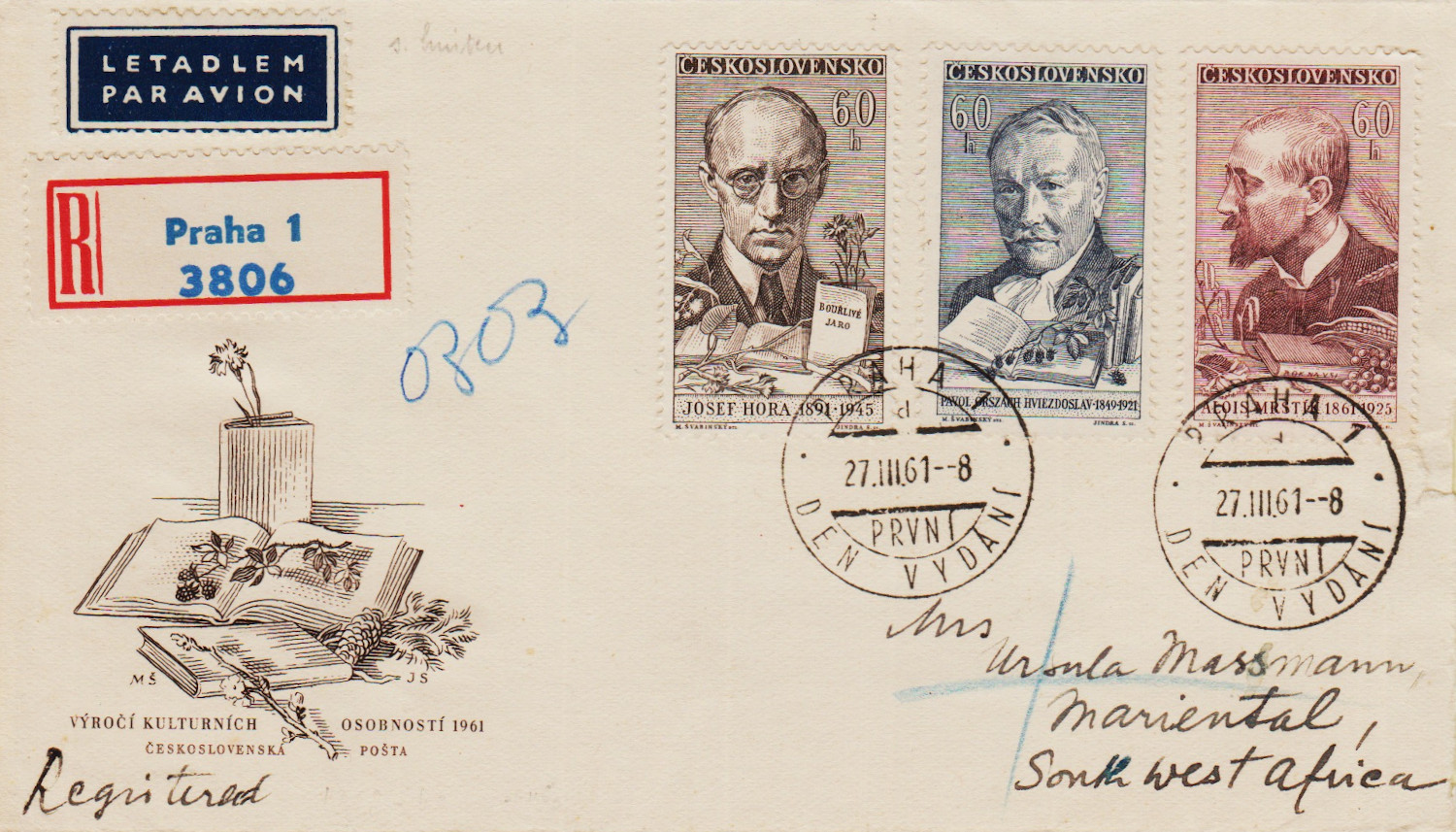 Czechoslovakia-FDC-1961.1-ZY12
