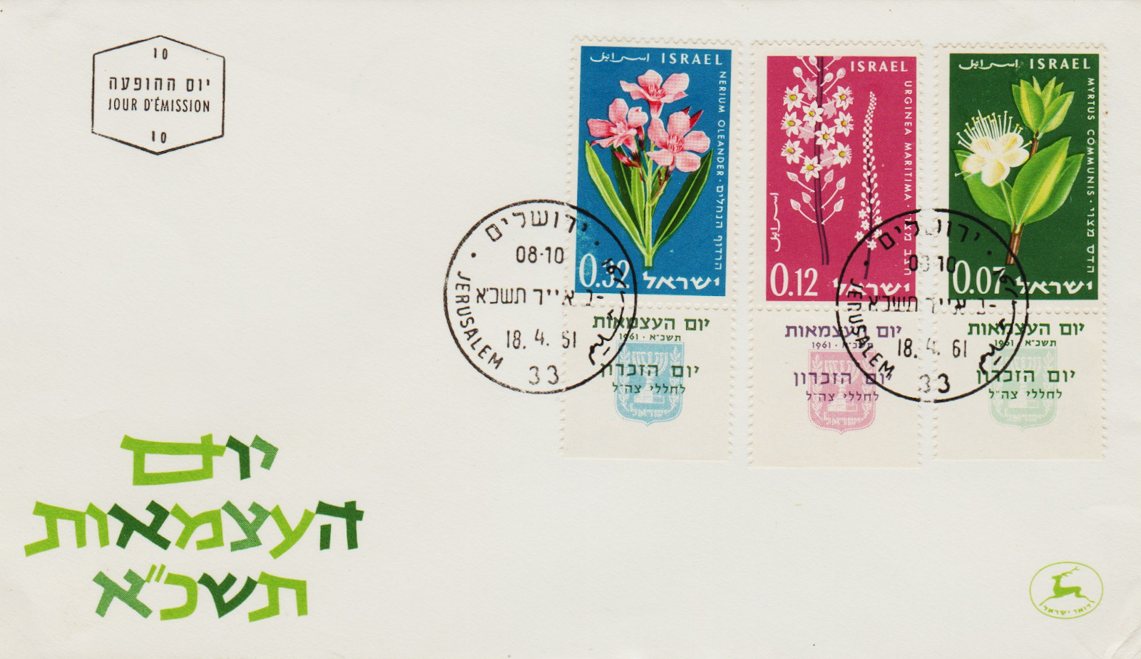 Israel-FDC-1961.3-ZZA11