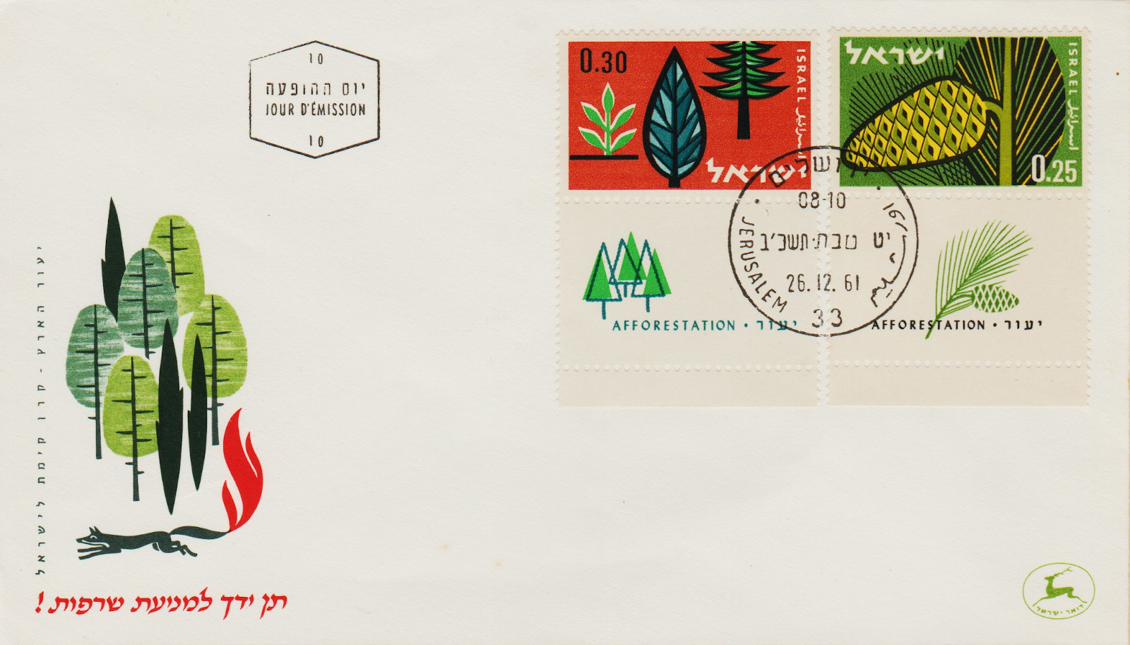 Israel-FDC-1961.5-ZZA12