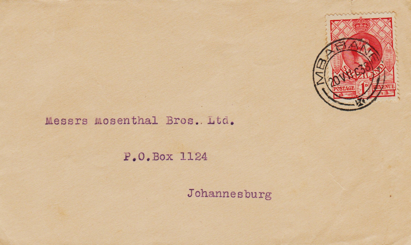 Swaziland-FDC-1938.2-ZX44